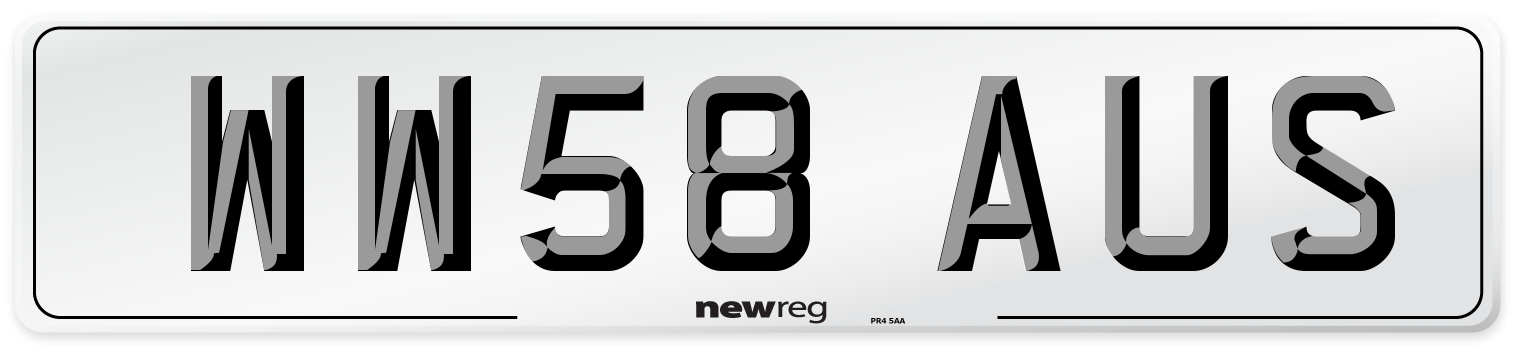 WW58 AUS Number Plate from New Reg